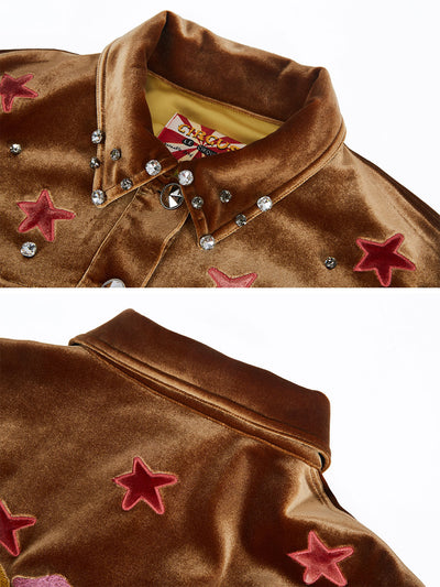 Unlogical Poem Circus Embroidered Brown Velvet Jacket