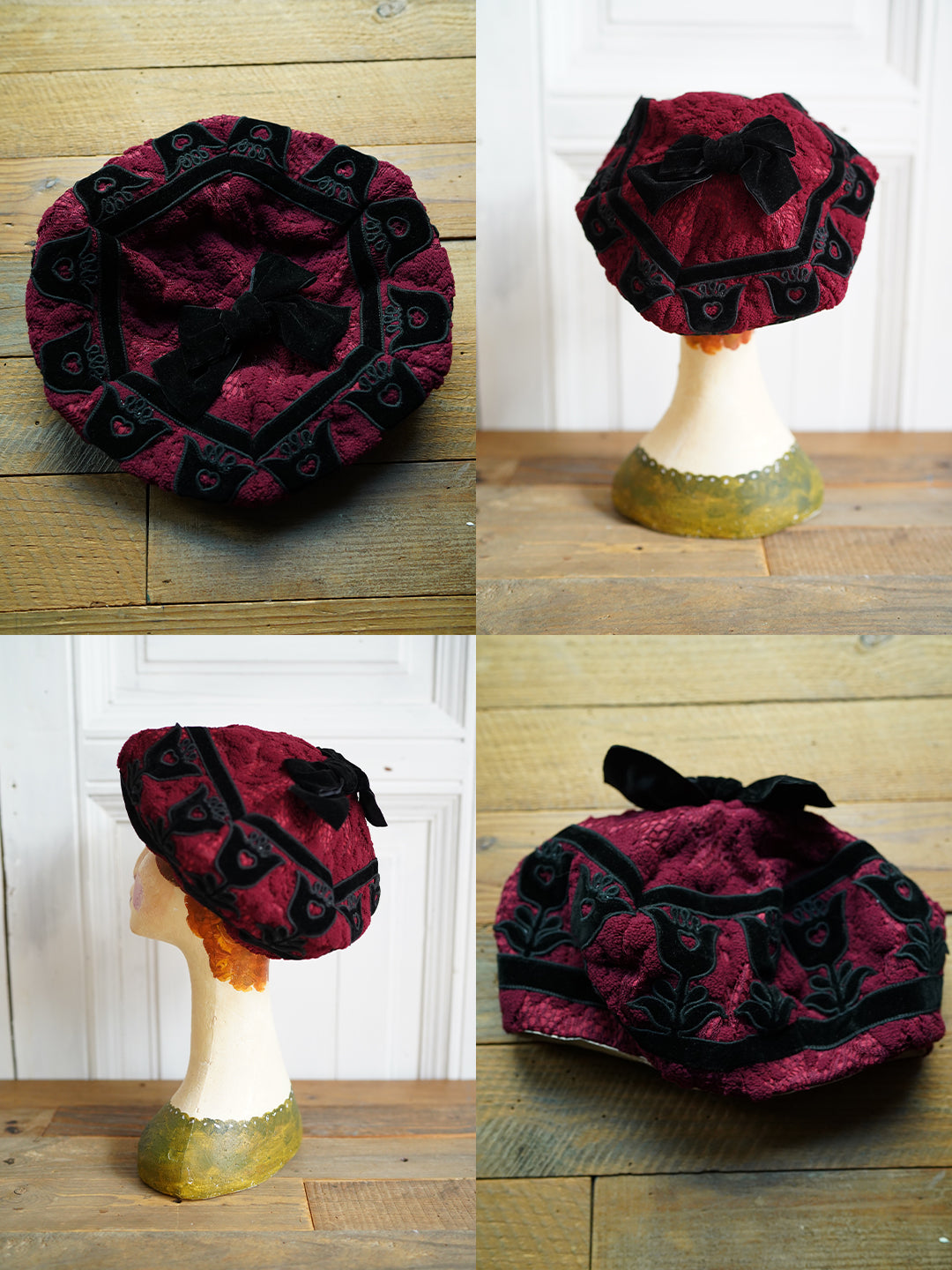 Unlogical Poem Illustration Print Patchwork Beret