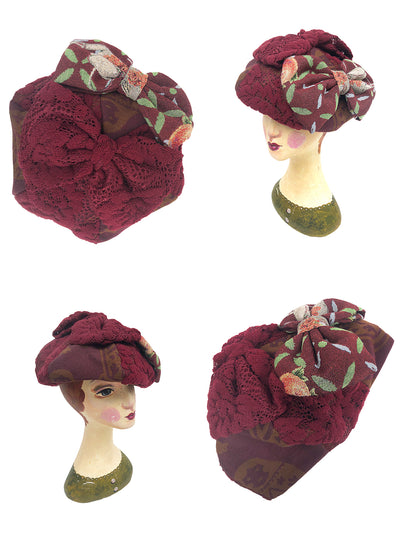 Unlogical Poem Illustration Print Patchwork Beret