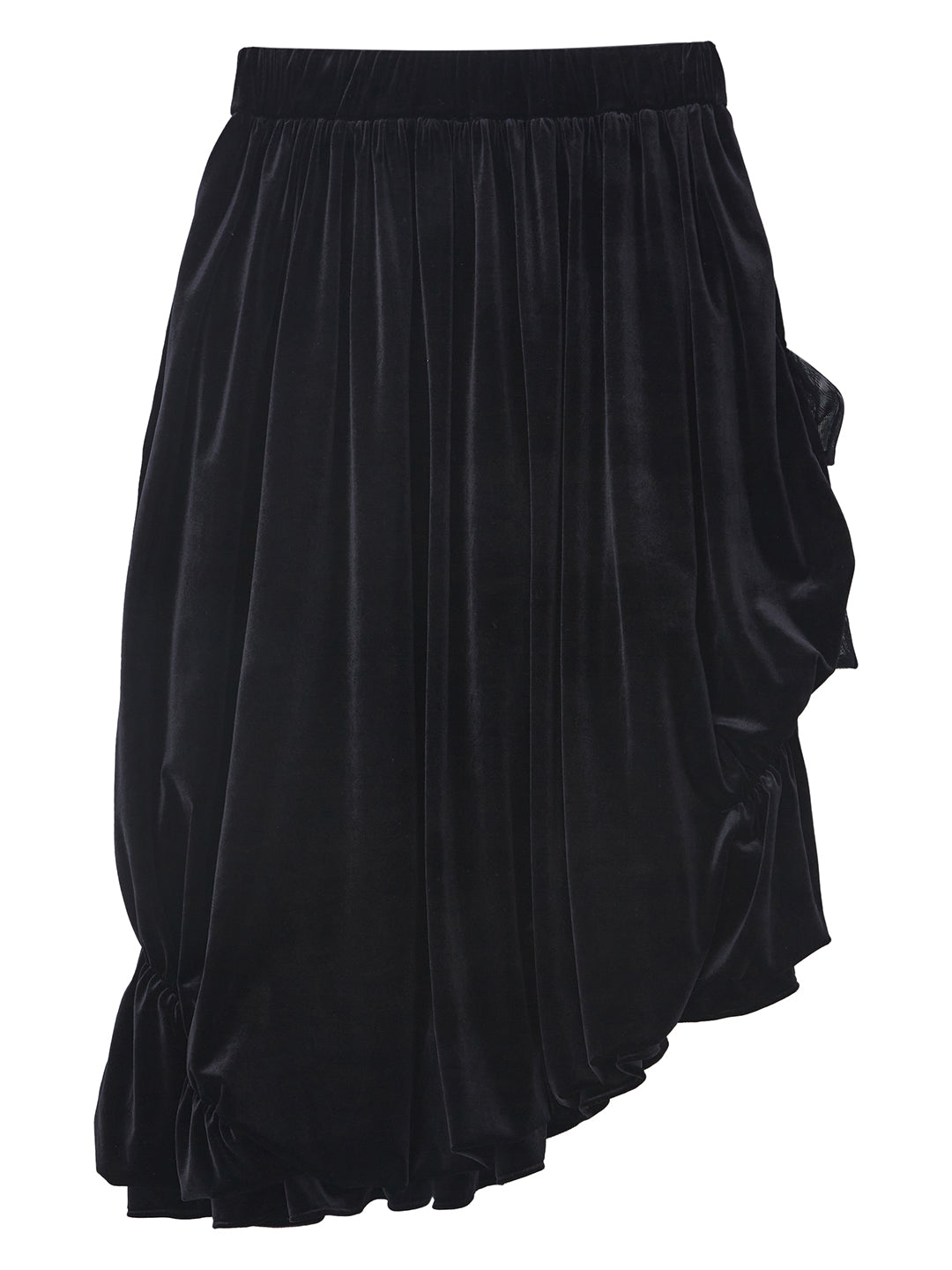Unlogical Poem Mesh Bow Black Velvet Skirt