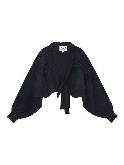 Unlogical Poem Poetry-embroidered Cape Sleeve Knit Cardigan