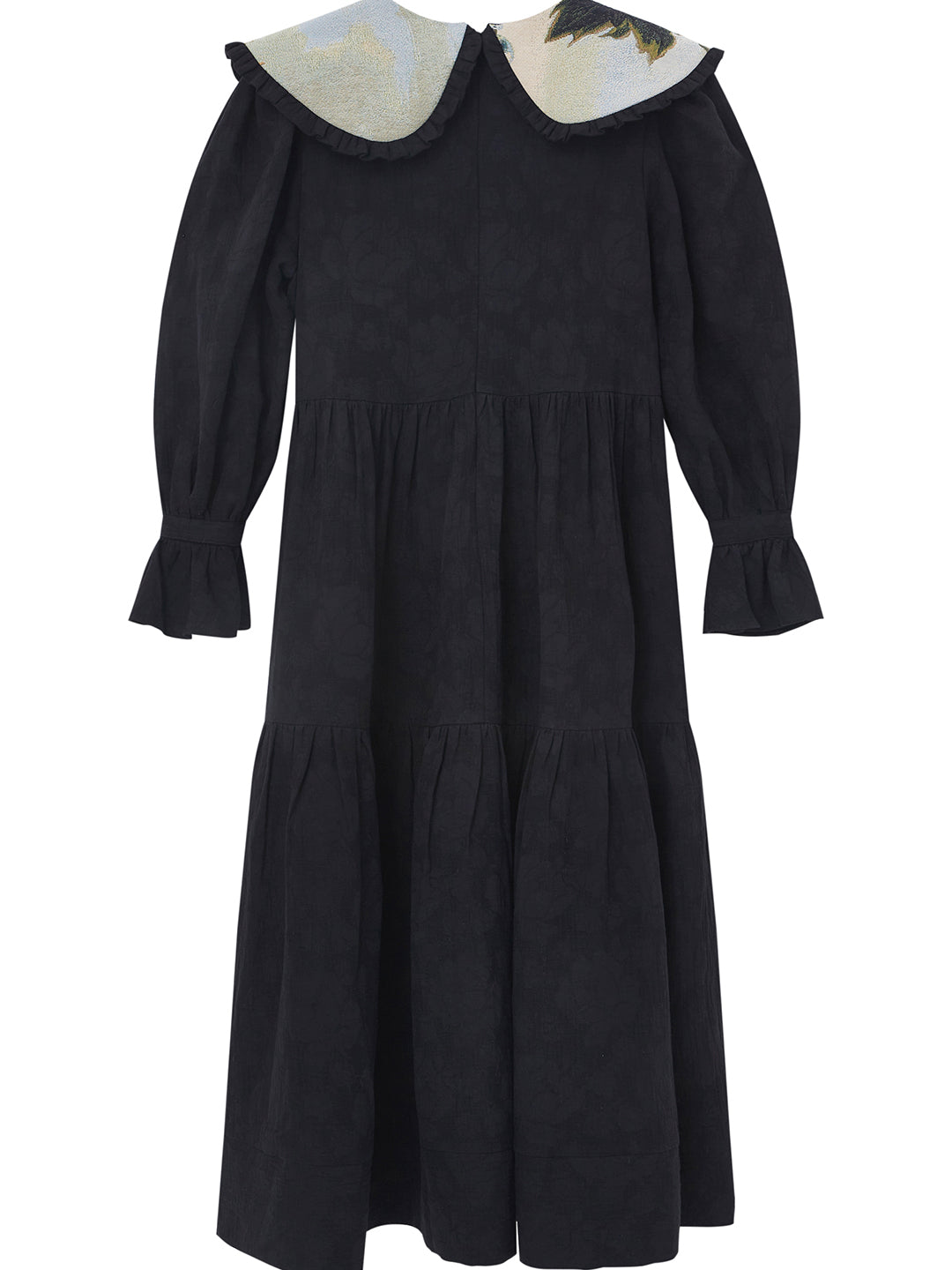 Unlogical Poem Patchwork Black Linen Dress