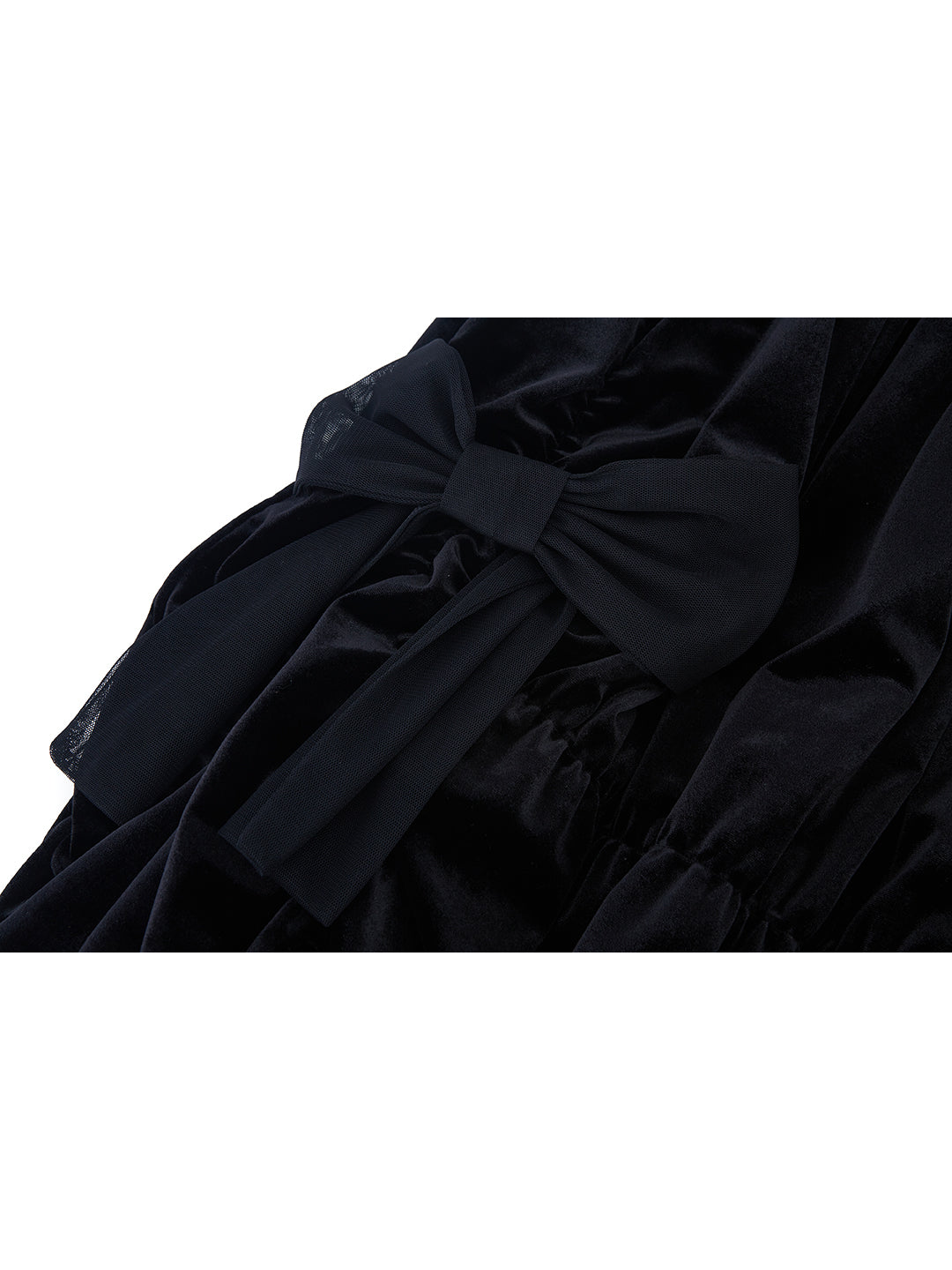 Unlogical Poem Mesh Bow Black Velvet Skirt