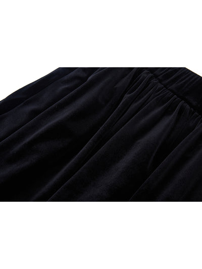 Unlogical Poem Mesh Bow Black Velvet Skirt