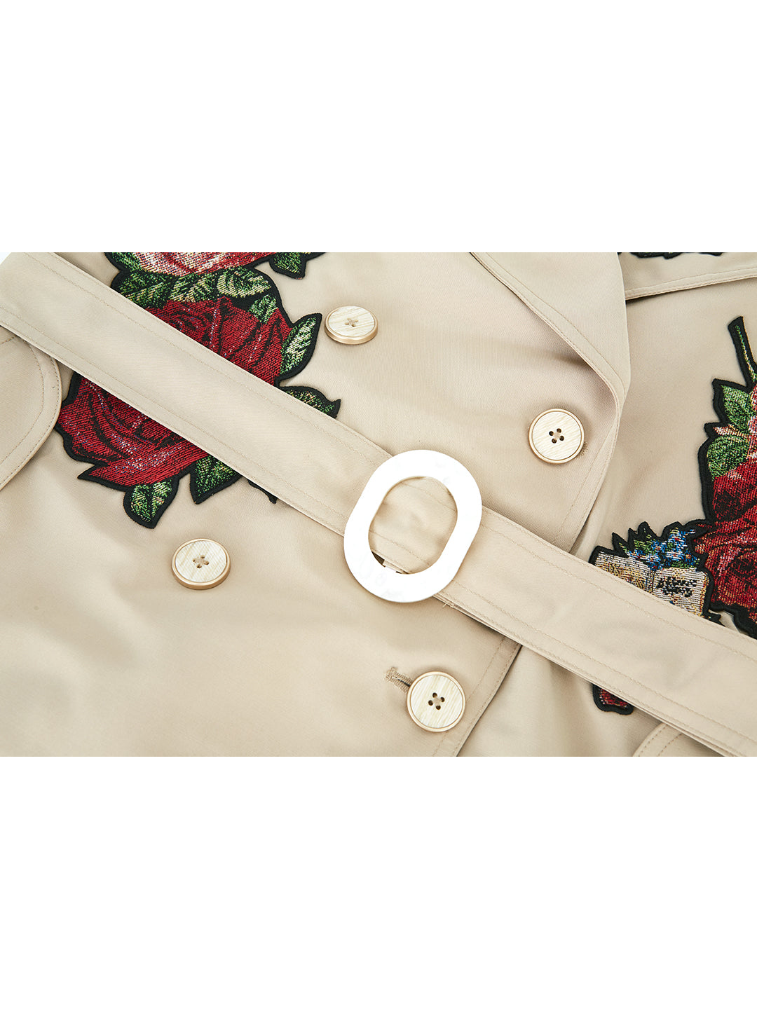 Unlogical Poem Retro Style Rose Collage Trench Coat