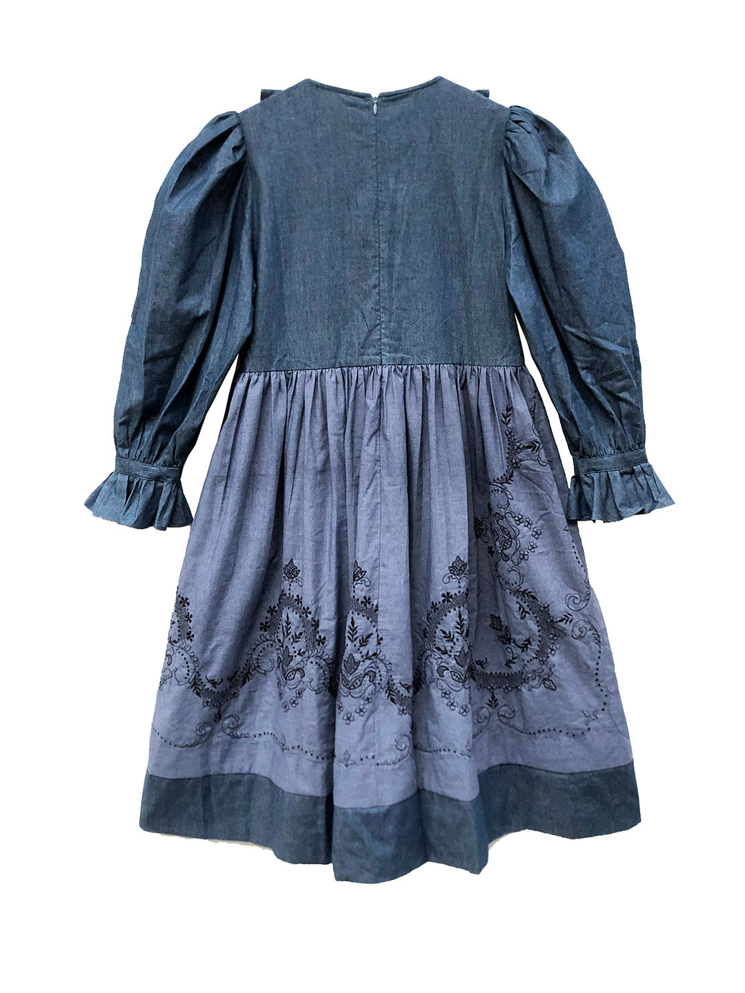Unlogical Poem One-of-a-kind Victorian Style Embroidered Denim Dress