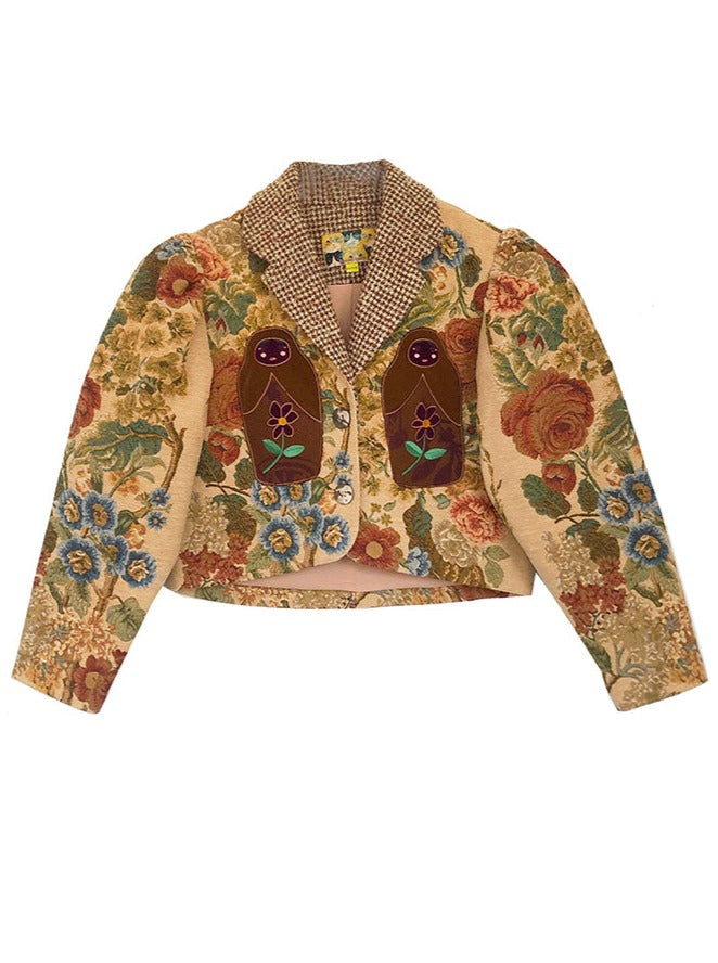 Unlogical Poem One-of-a-kind Matryoshka Flower Blazer