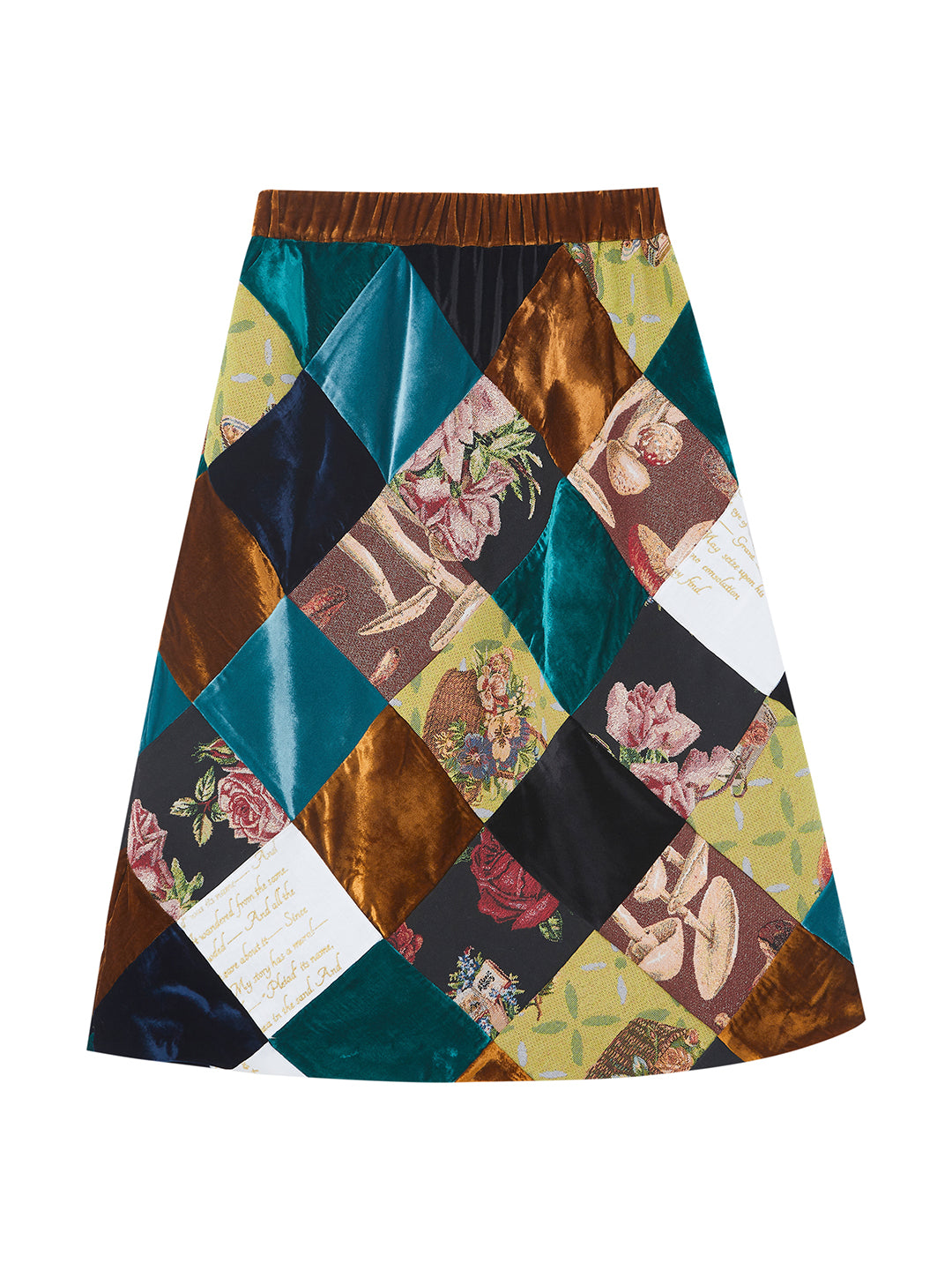 Unlogical Poem Velvet Yarn-dyed Poetry Embroidery Patchwork Skirt
