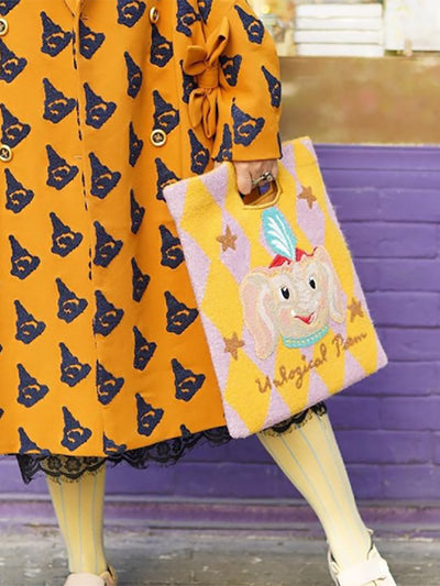 Unlogical Poem Elephant Woolen Knitting Handbag