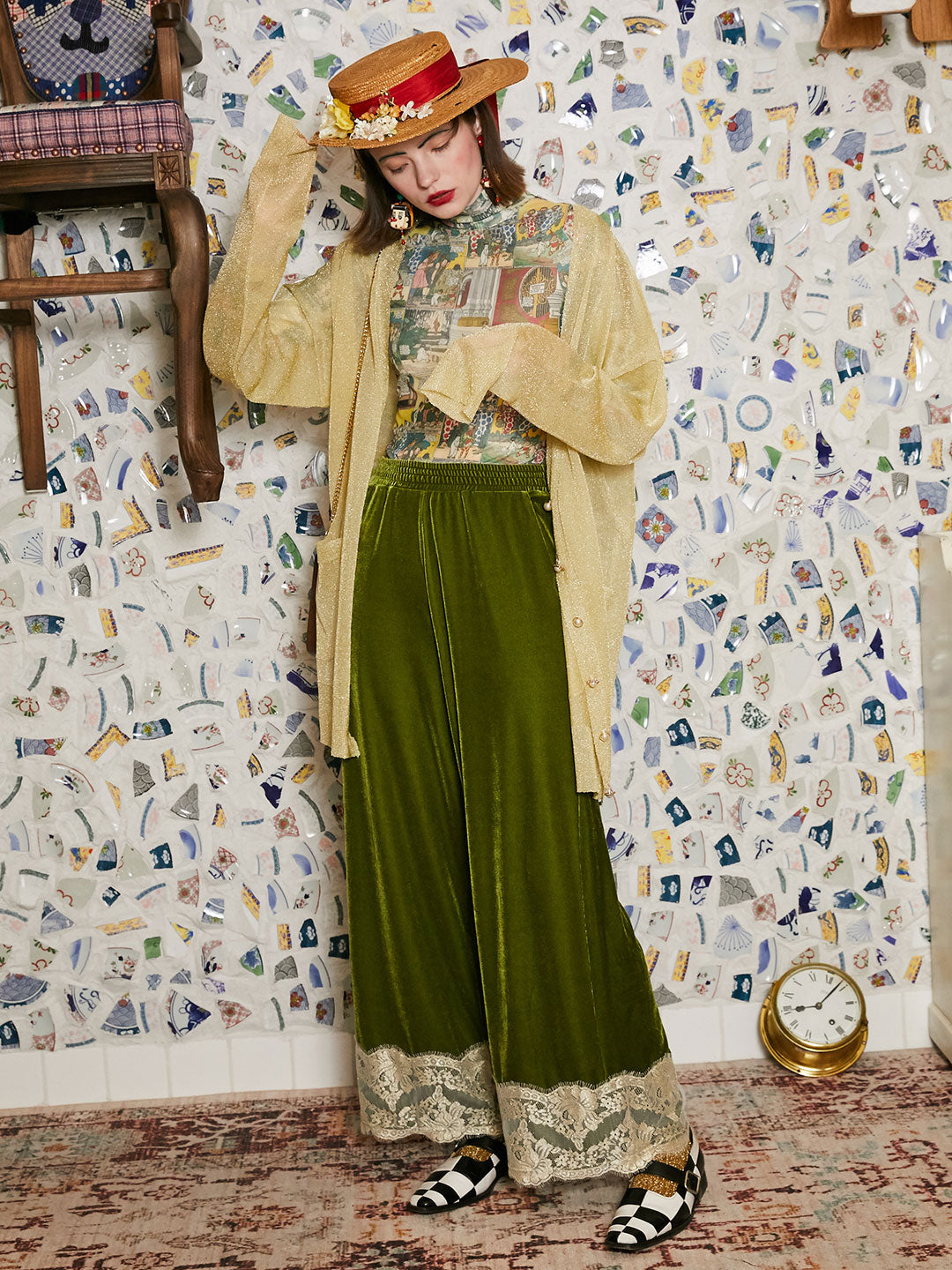 Unlogical Poem Pinocchio Sequined Three-Pocket Knit Cardigan