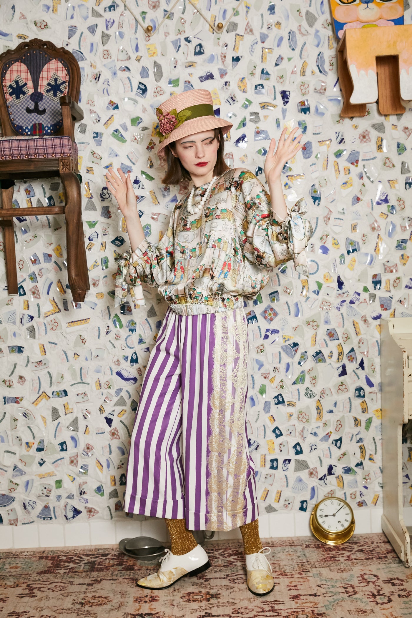 Unlogical Poem Striped Wide-Leg Pants