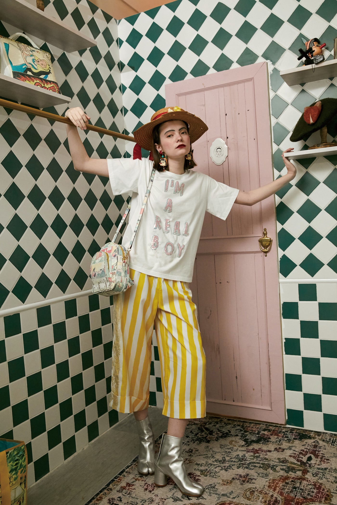 Unlogical Poem Striped Wide-Leg Pants