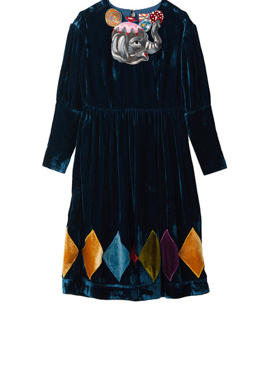 Unlogical Poem Velvet Patch Embroidered Dress