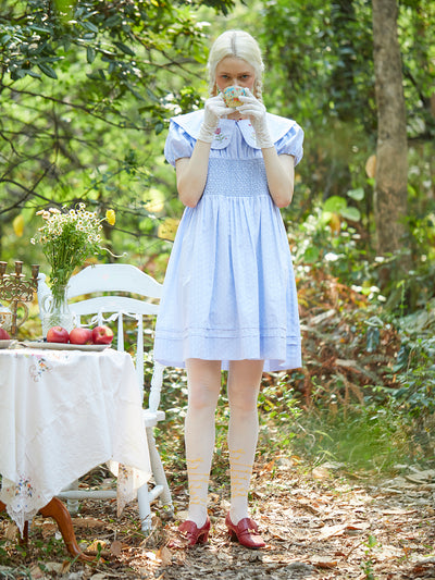 Unlogical Poem Vintage Cotton Embroidery Doll Collar Dresse