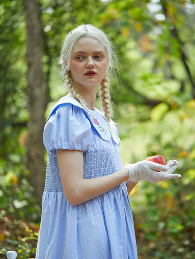 Unlogical Poem Vintage Cotton Embroidery Doll Collar Dresse