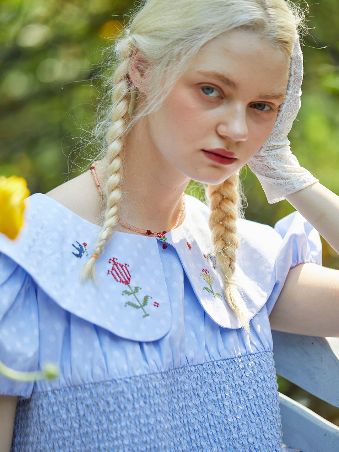 Unlogical Poem Vintage Cotton Embroidery Doll Collar Dresse