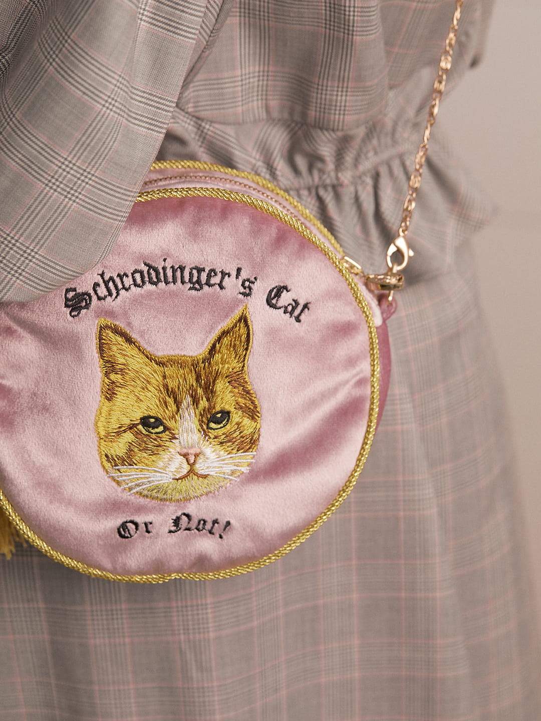 Unlogical Poem Cat Embroidery Circle Bag