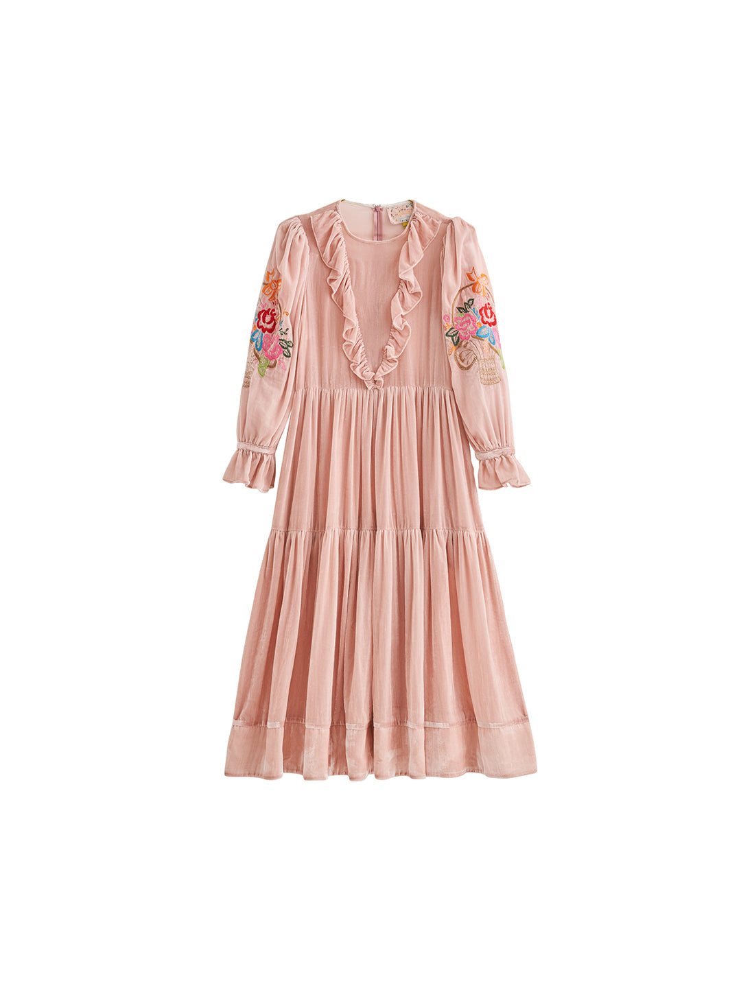Unlogical Poem Puff Sleeve Embroidered Dress with Camisole