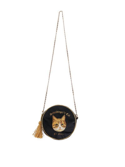 Unlogical Poem Cat Embroidery Circle Bag