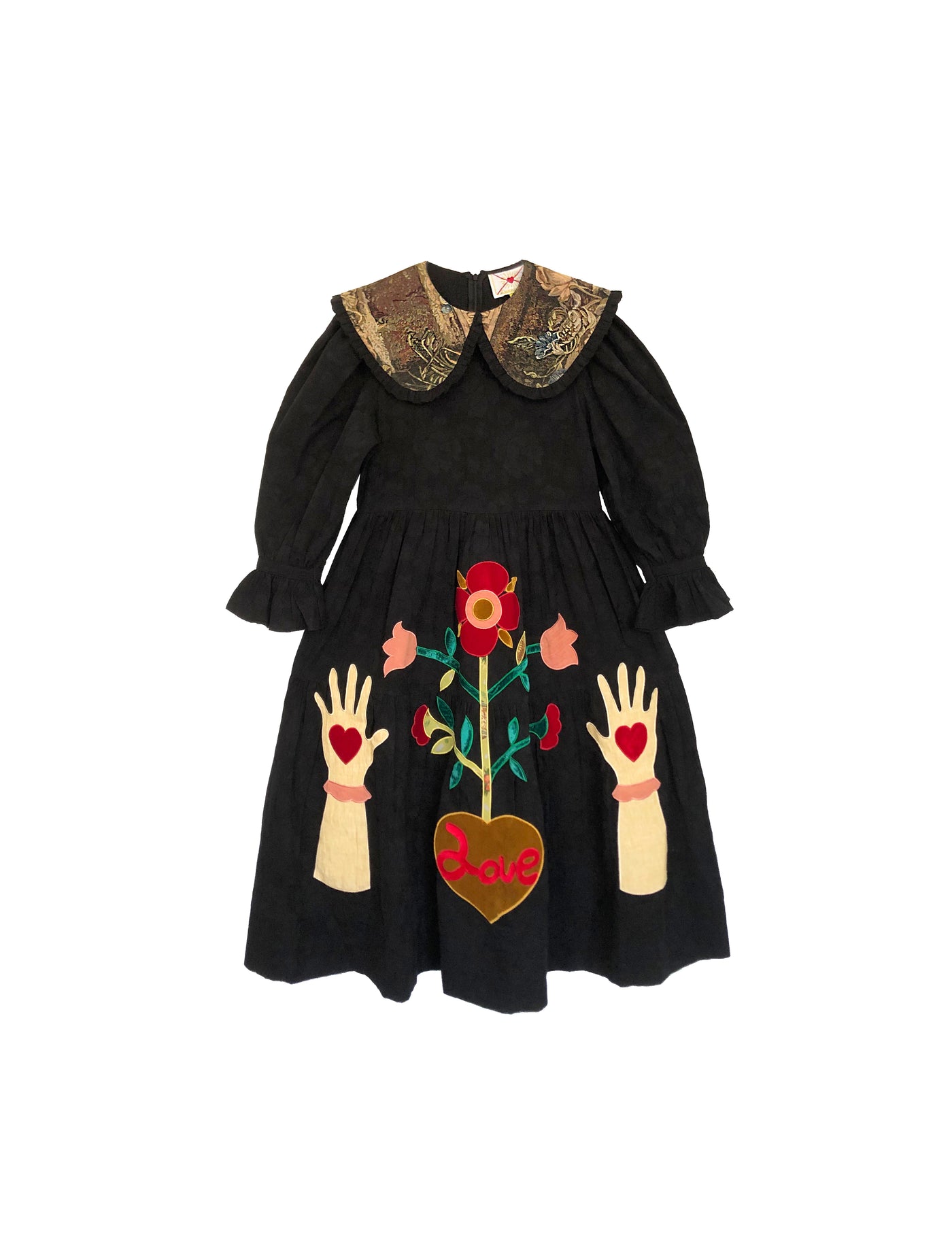 Unlogical Poem Patchwork Black Linen Dress