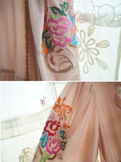 Unlogical Poem Puff Sleeve Embroidered Dress with Camisole