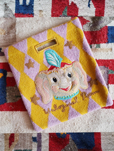 Unlogical Poem Elephant Woolen Knitting Handbag