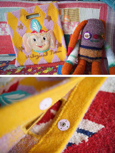 Unlogical Poem Elephant Woolen Knitting Handbag