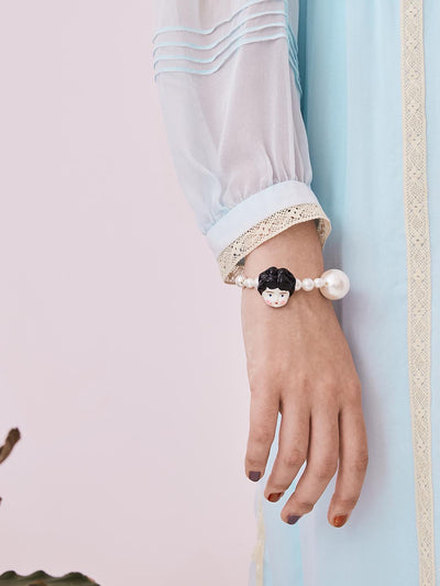 Unlogical Poem Big Head Doll Bracelet - Black