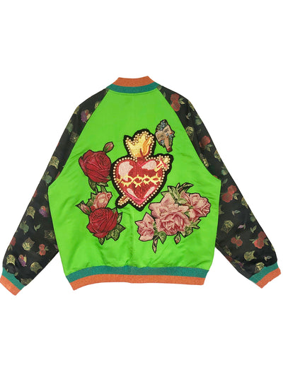 Unlogical Poem one-of-a-kind Cat Flower Brocade Panel Embroidered Jacket