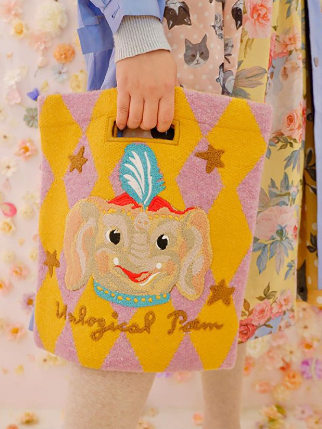 Unlogical Poem Elephant Woolen Knitting Handbag