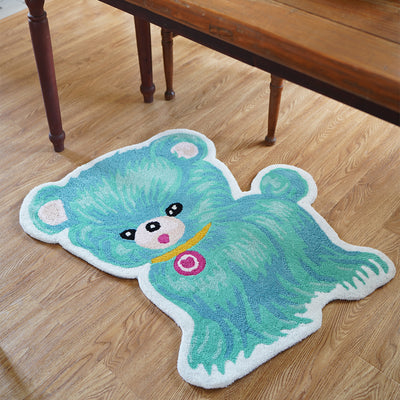 Little thing X Only Two  Showa style tufted Rug - Blue Dog