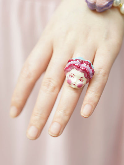 Unlogical Poem Macaron Doll Red Handmade Ring