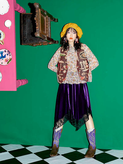 Unlogical Poem Purple Velvet Irregular Skirt