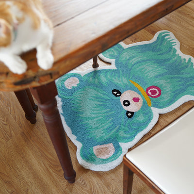 Little thing X Only Two  Showa style tufted Rug - Blue Dog