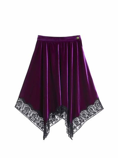 Unlogical Poem Purple Velvet Irregular Skirt