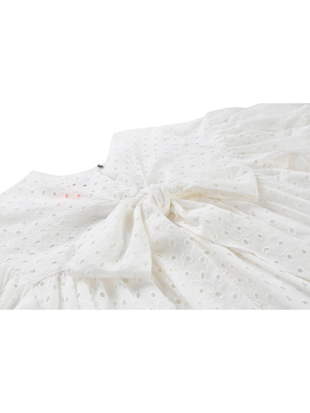 Unlogical Poem Embroidered Hand-Beaded  Puff Sleeve Cotton Dress