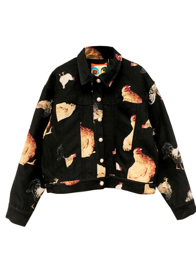 Unlogical Poem Black Cottage Style Jacket
