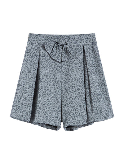 Unlogical Poem Vintage Bow Jacquard High Waist Lantern Shorts