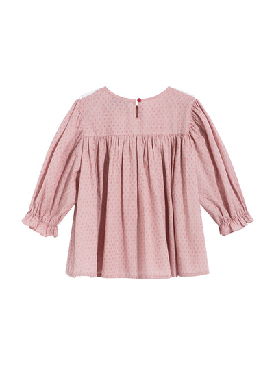 Unlogical Poem Polka Dot Jacquard Layering V-Neck  Top-Blue