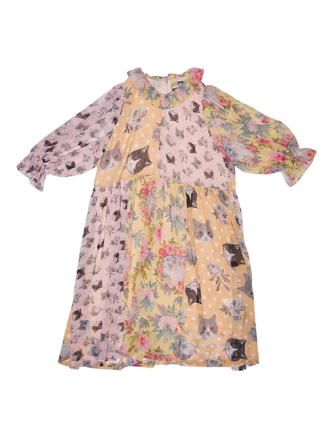 Unlogical Poem Colorblock Printed Chiffon Dress