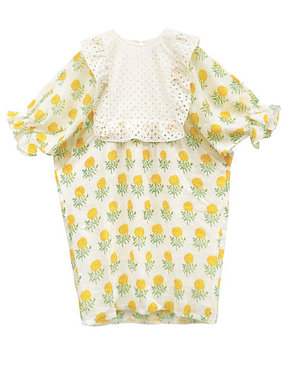 Unlogical Poem Calendula Illustration Print Dress