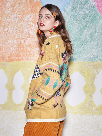 Unlogical Poem Circus Jacquard Sweater Cardigan