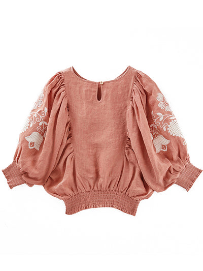 CHONG x Unlogical Poem Lantern Sleeve Embroidered Top