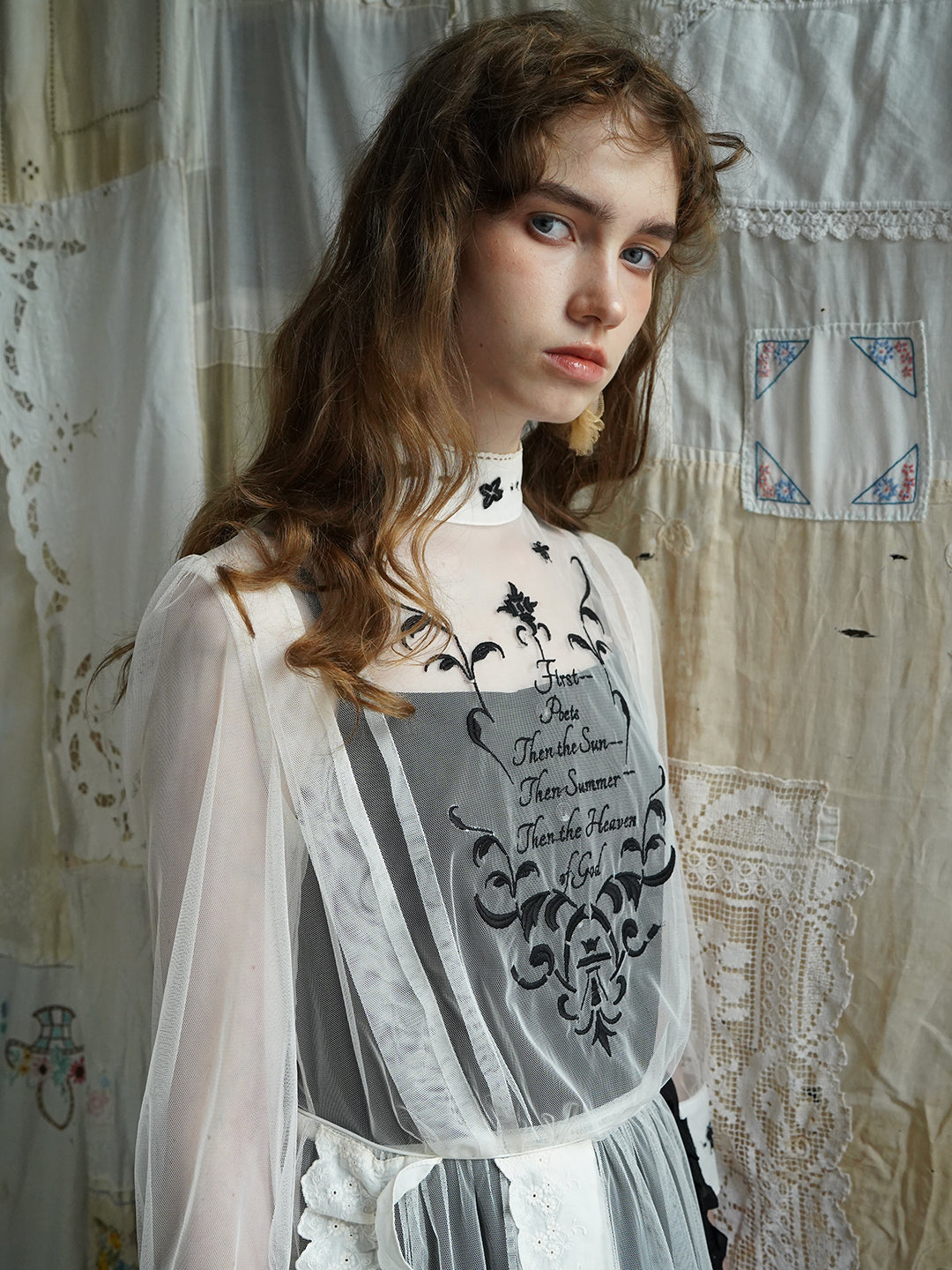 Unlogical Poem Embroidered Lace Patchwork Dress