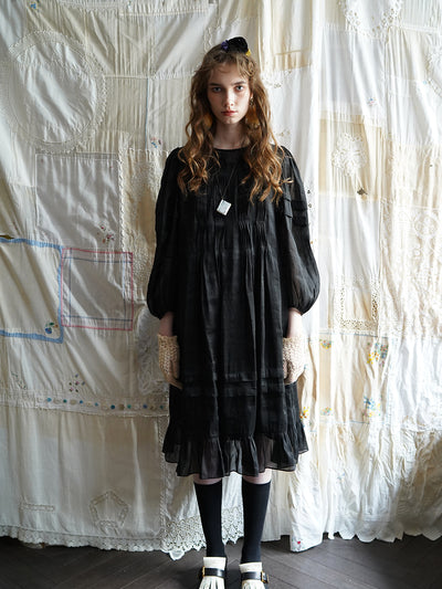Unlogical Poem Victorian Black Silk Linen Dress