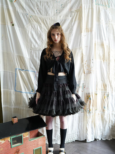 Unlogical Poem Poetry-embroidered Cape Sleeve Knit Cardigan