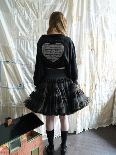 Unlogical Poem Poetry-embroidered Cape Sleeve Knit Cardigan