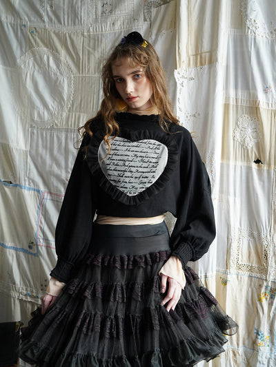 Unlogical Poem Poetry-embroidered Cape Sleeve Knit Cardigan