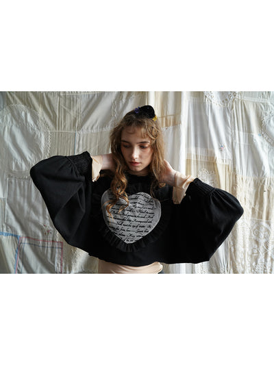 Unlogical Poem Poetry-embroidered Cape Sleeve Knit Cardigan