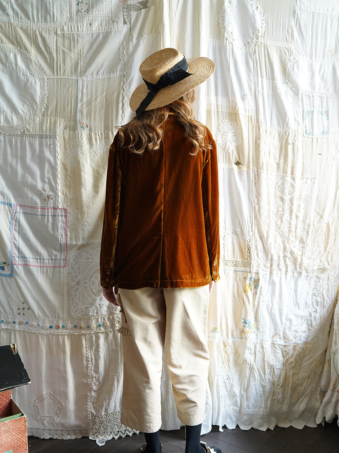 Unlogical Poem Rose Patchwork Velvet Blazer